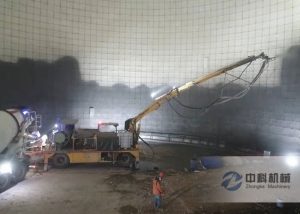 工程混凝土湿喷台车施工视频